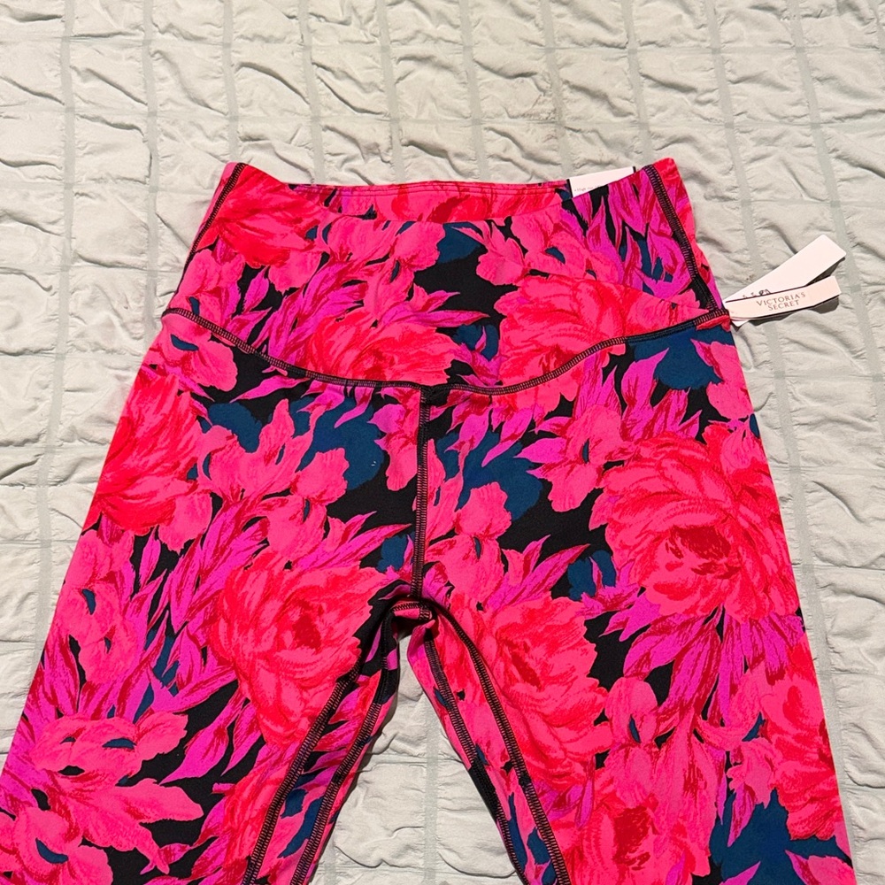 Zara Pink and Black Floral Leggings